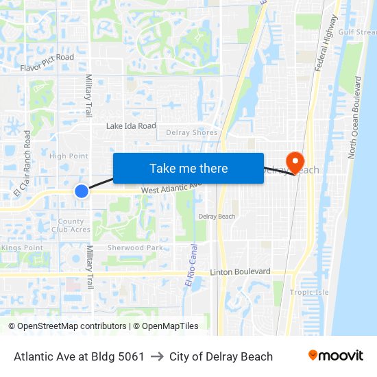 Atlantic Ave at Bldg 5061 to City of Delray Beach map