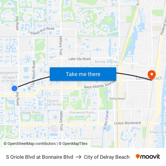 S Oriole Blvd at  Bonnaire Blvd to City of Delray Beach map