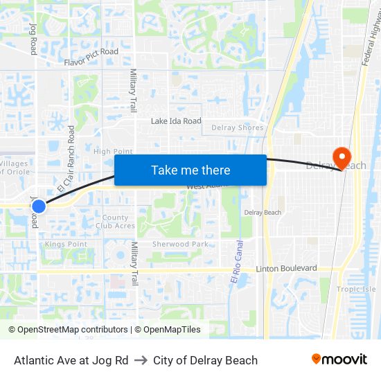 Atlantic Ave at Jog Rd to City of Delray Beach map