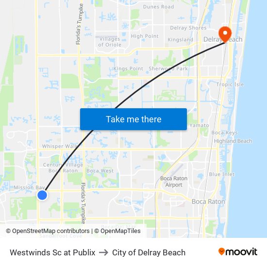 WESTWINDS SC at PUBLIX to City of Delray Beach map