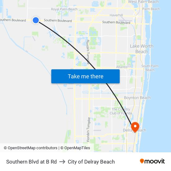 SOUTHERN BLVD at B RD to City of Delray Beach map