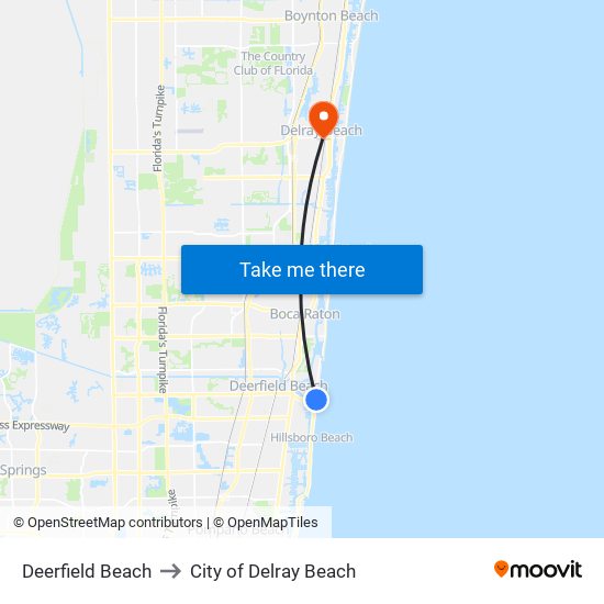 Deerfield Beach to City of Delray Beach map