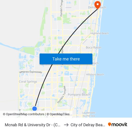Mcnab Rd & University Dr - (Cvs) to City of Delray Beach map