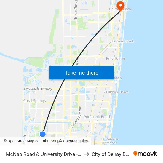 McNab Road & University Drive - (CVS) to City of Delray Beach map