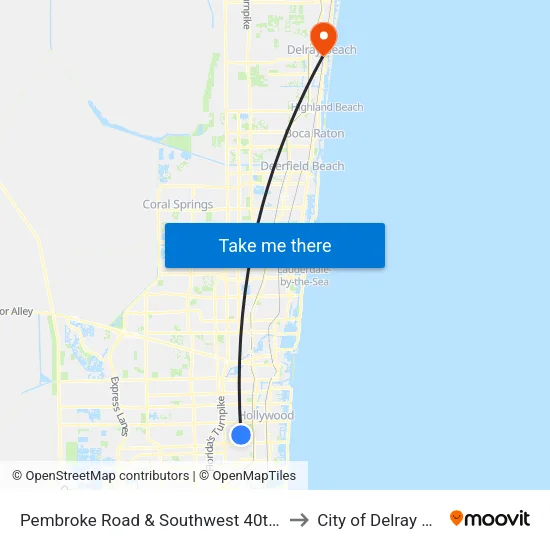 Pembroke Road & Southwest 40th Avenue to City of Delray Beach map