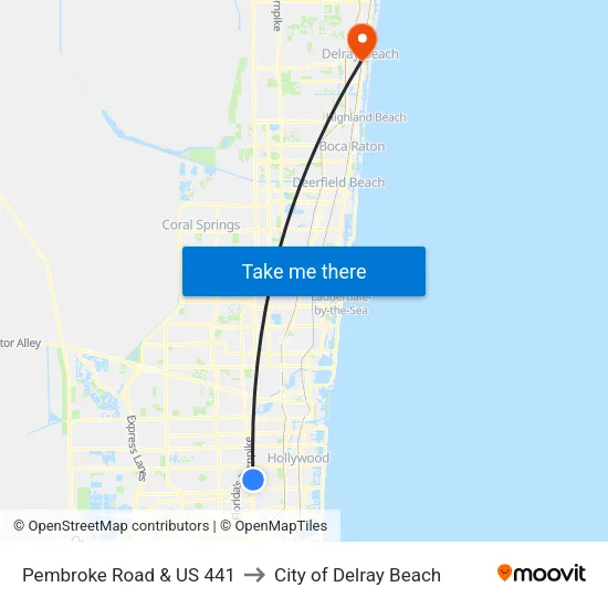 Pembroke Road & US 441 to City of Delray Beach map