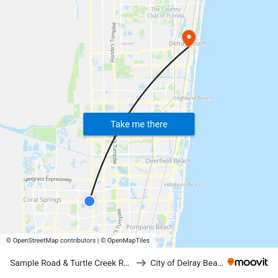 Sample Road & Turtle Creek Road to City of Delray Beach map