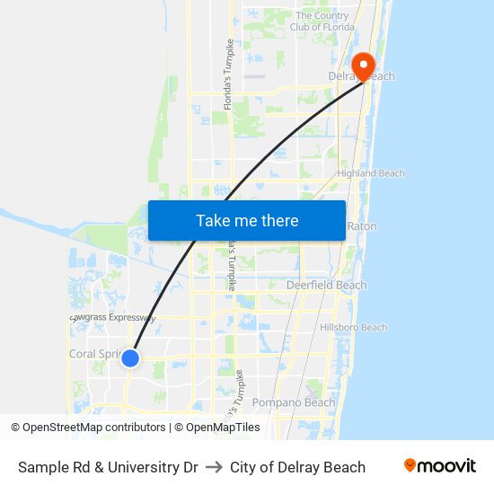 Sample Rd & Universitry Dr to City of Delray Beach map