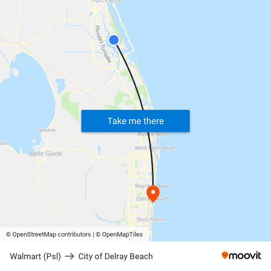 Walmart (Psl) to City of Delray Beach map
