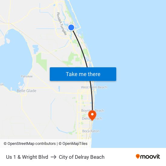 Us 1 & Wright Blvd to City of Delray Beach map