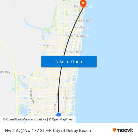 Nw 2 Av@Nw 177 St to City of Delray Beach map