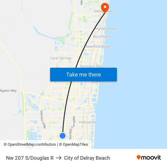 Nw 207 S/Douglas R to City of Delray Beach map