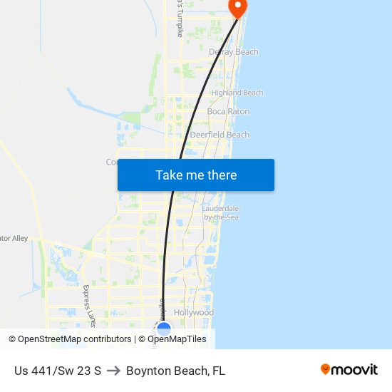 Us 441/Sw 23 S to Boynton Beach, FL map