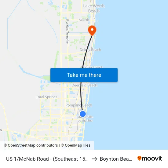 US 1/McNab Road - (Southeast 15th Street) to Boynton Beach, FL map