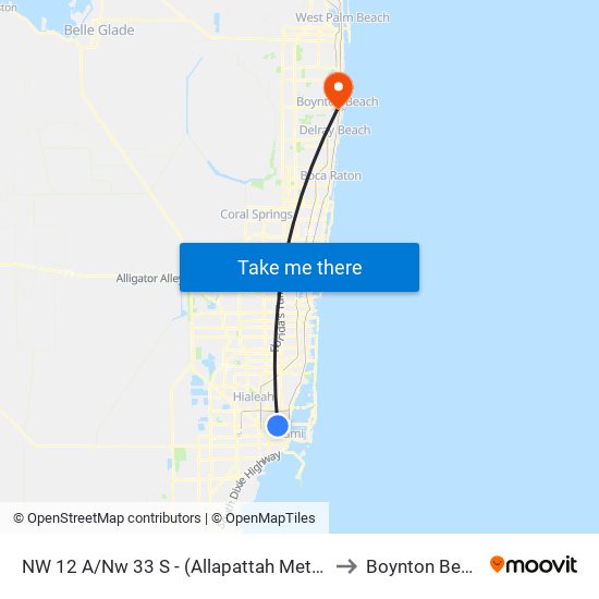 NW 12 A/NW 33 S - (ALLAPATTAH METRORAIL STATION) to Boynton Beach, FL map