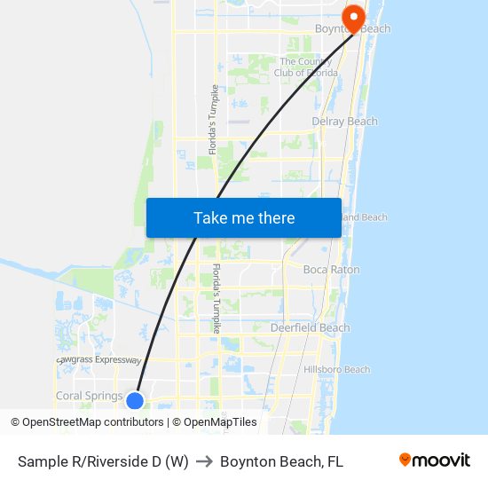 SAMPLE R/RIVERSIDE D (W) to Boynton Beach, FL map