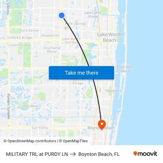 MILITARY TRL at PURDY LN to Boynton Beach, FL map