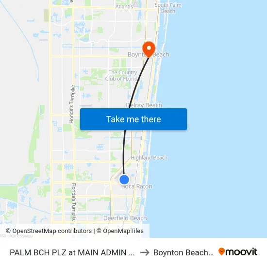 PALM BCH PLZ at  MAIN ADMIN BLDG to Boynton Beach, FL map