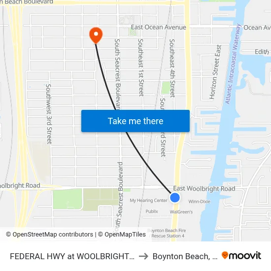 FEDERAL HWY at WOOLBRIGHT RD to Boynton Beach, FL map
