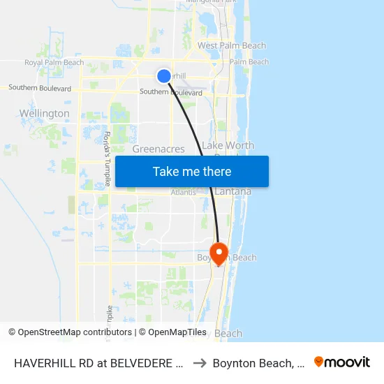 HAVERHILL RD at  BELVEDERE RD to Boynton Beach, FL map