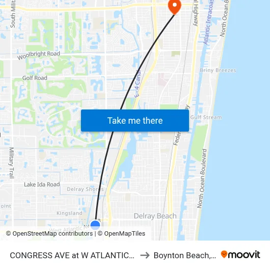 CONGRESS AVE at  W ATLANTIC AVE to Boynton Beach, FL map