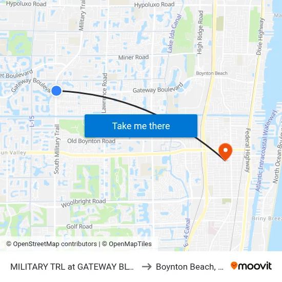MILITARY TRL at  GATEWAY BLVD to Boynton Beach, FL map