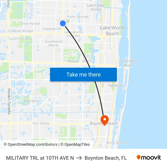 MILITARY TRL at 10TH AVE N to Boynton Beach, FL map