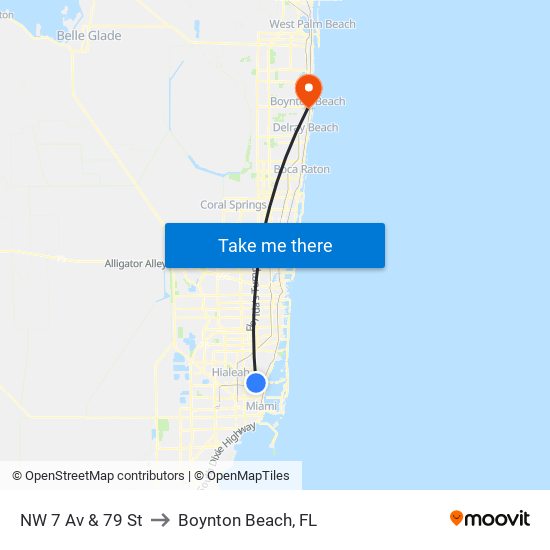 NW 7 Av & 79 St to Boynton Beach, FL map