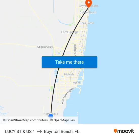 Lucy St & Us 1 to Boynton Beach, FL map