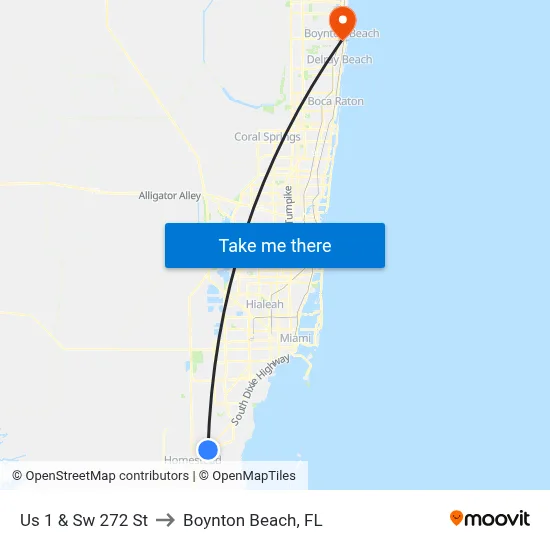 Us 1 & Sw 272 St to Boynton Beach, FL map