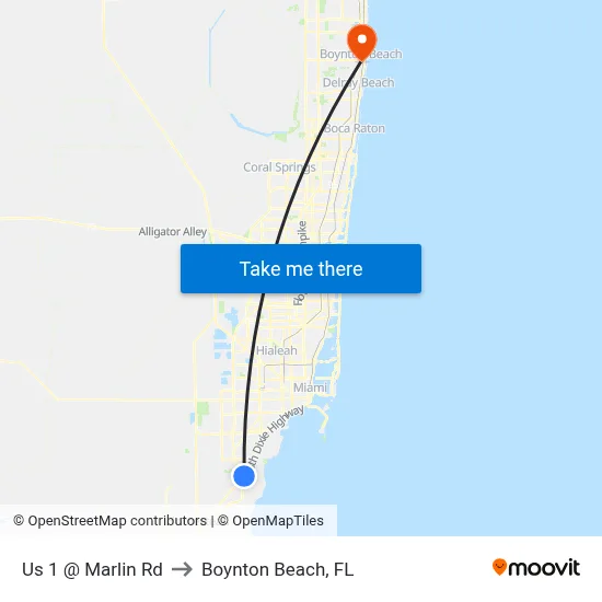 Us 1 @ Marlin Rd to Boynton Beach, FL map