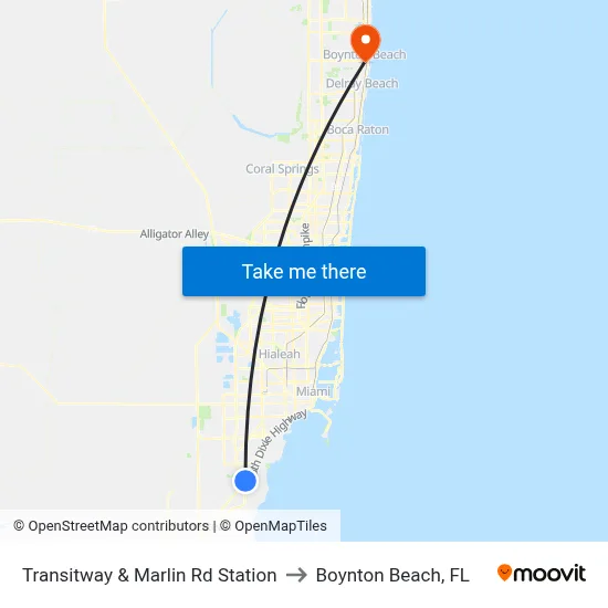 Transitway & Marlin Rd Station to Boynton Beach, FL map