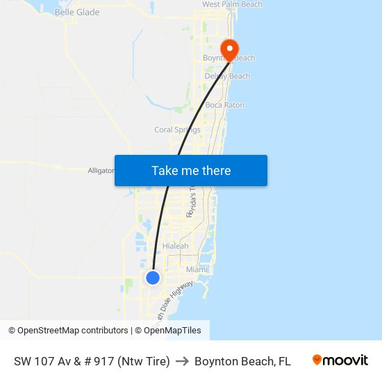 SW 107 Av & # 917 (Ntw Tire) to Boynton Beach, FL map