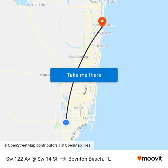 Sw 122 Av @ Sw 14 St to Boynton Beach, FL map