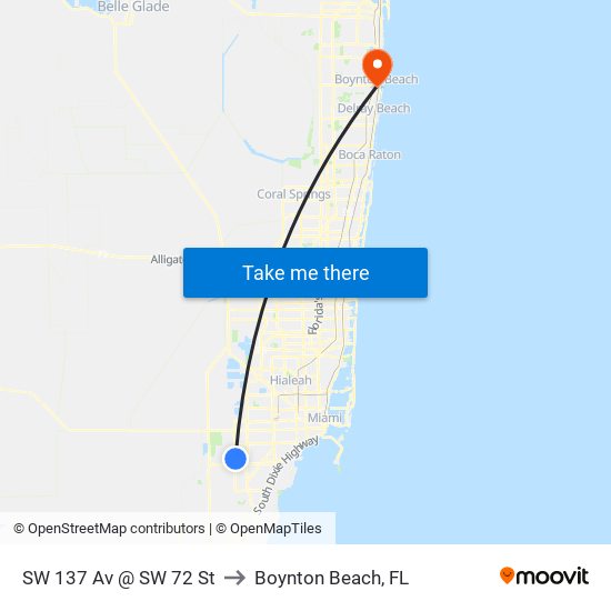 SW 137 Av @ SW 72 St to Boynton Beach, FL map