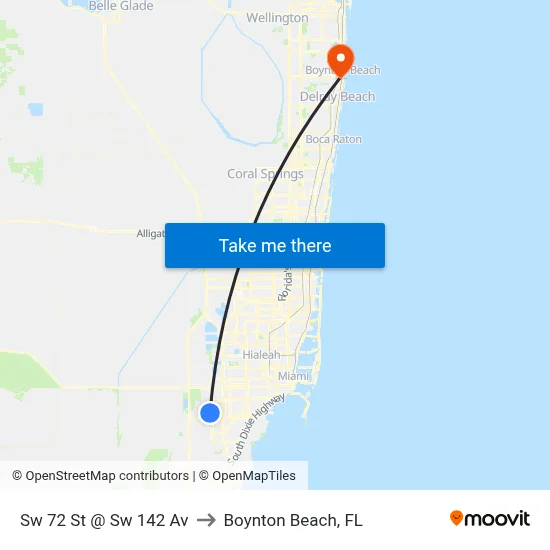 Sw 72 St @ Sw 142 Av to Boynton Beach, FL map
