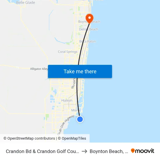 Crandon Bd & Crandon Golf Course to Boynton Beach, FL map