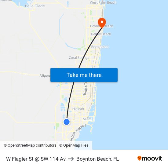 W Flagler St @ SW 114 Av to Boynton Beach, FL map