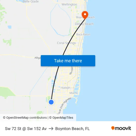 Sw 72 St @ Sw 152 Av to Boynton Beach, FL map