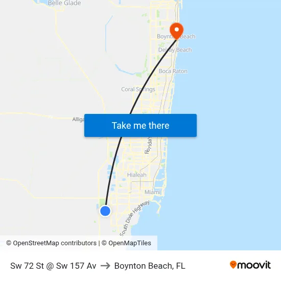 Sw 72 St @ Sw 157 Av to Boynton Beach, FL map