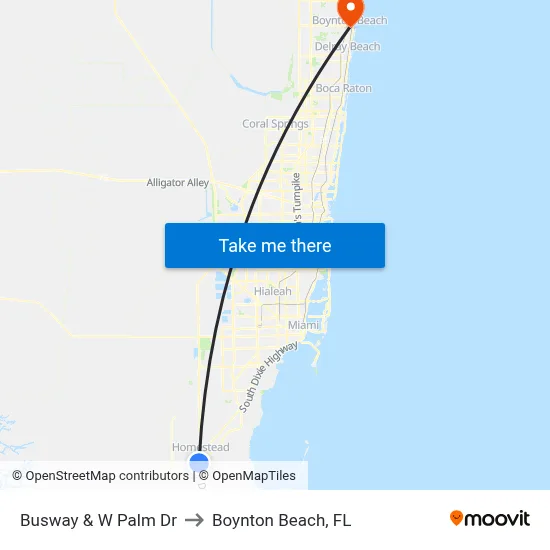 Busway & W Palm Dr to Boynton Beach, FL map