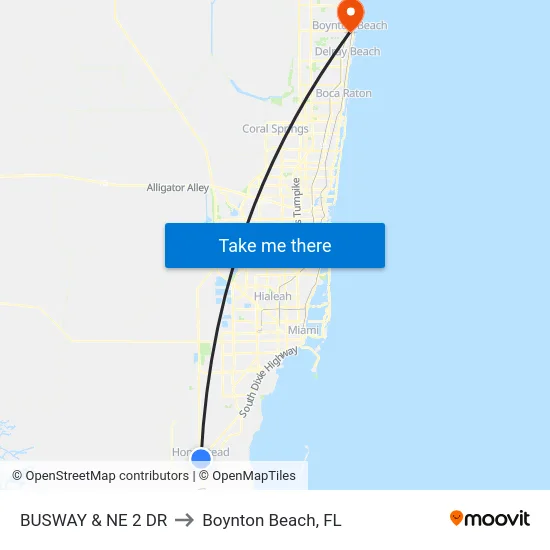 Transitway & Civic Ct Station to Boynton Beach, FL map