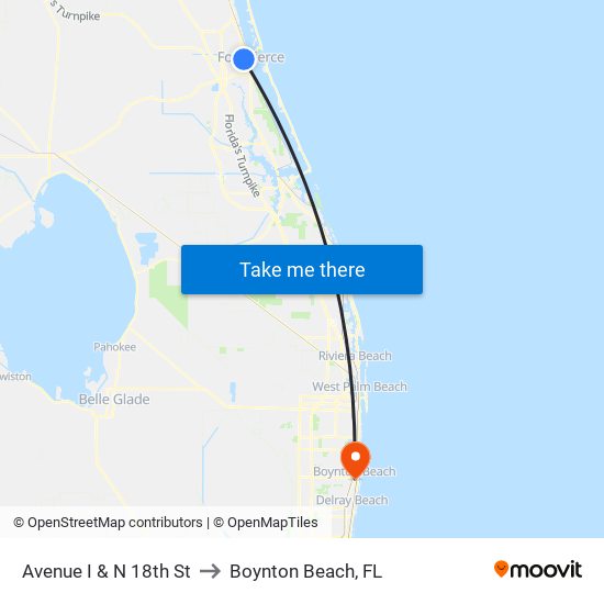 Avenue I & N 18th St to Boynton Beach, FL map