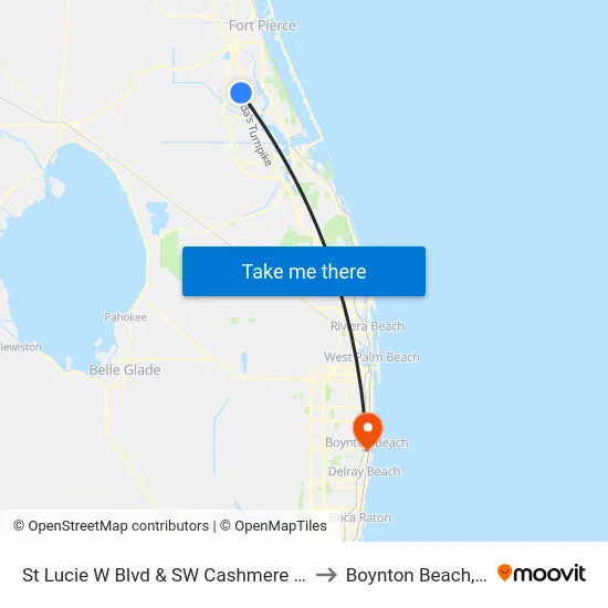 St Lucie W Blvd & SW Cashmere Blvd to Boynton Beach, FL map