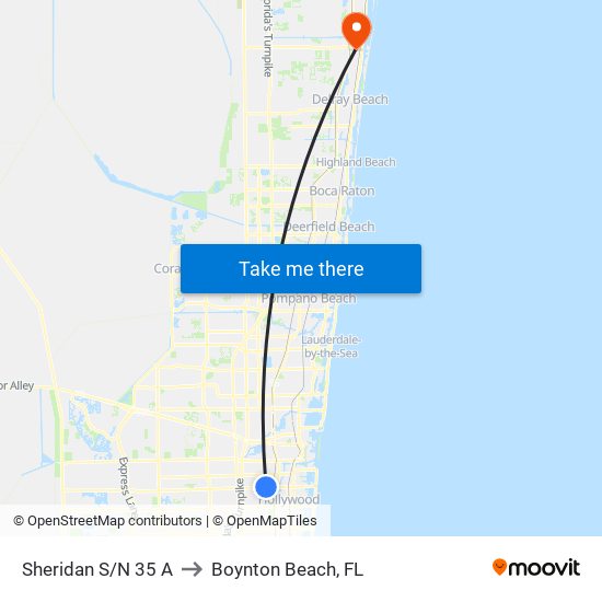 Sheridan S/N 35 A to Boynton Beach, FL map