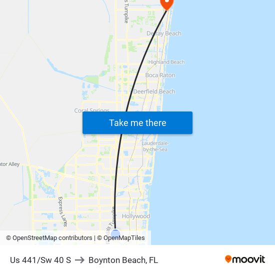 Us 441/Sw 40 S to Boynton Beach, FL map