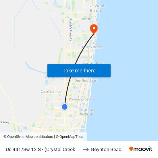 Us 441/Sw 12 S - (Crystal Creek Plaza) to Boynton Beach, FL map