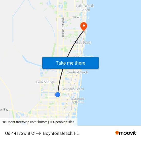 Us 441/Sw 8 C to Boynton Beach, FL map