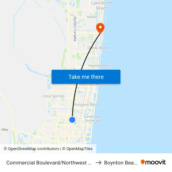 Commercial Boulevard/Northwest 31st Avenue to Boynton Beach, FL map
