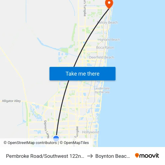 Pembroke Road/Southwest 122nd Way to Boynton Beach, FL map